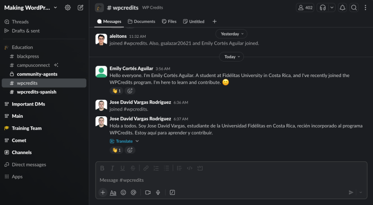 wpcredits slack